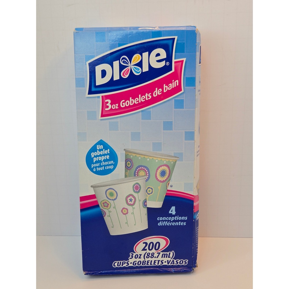 Dixie Symphony 3oz Bath Cups 200 Count Floral Design Disposable Paper Cups NEW‎